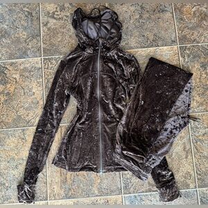 Lululemon Crushed Velvet Velour Jacket Joggers Match Set- Brown, Women’s Size 4